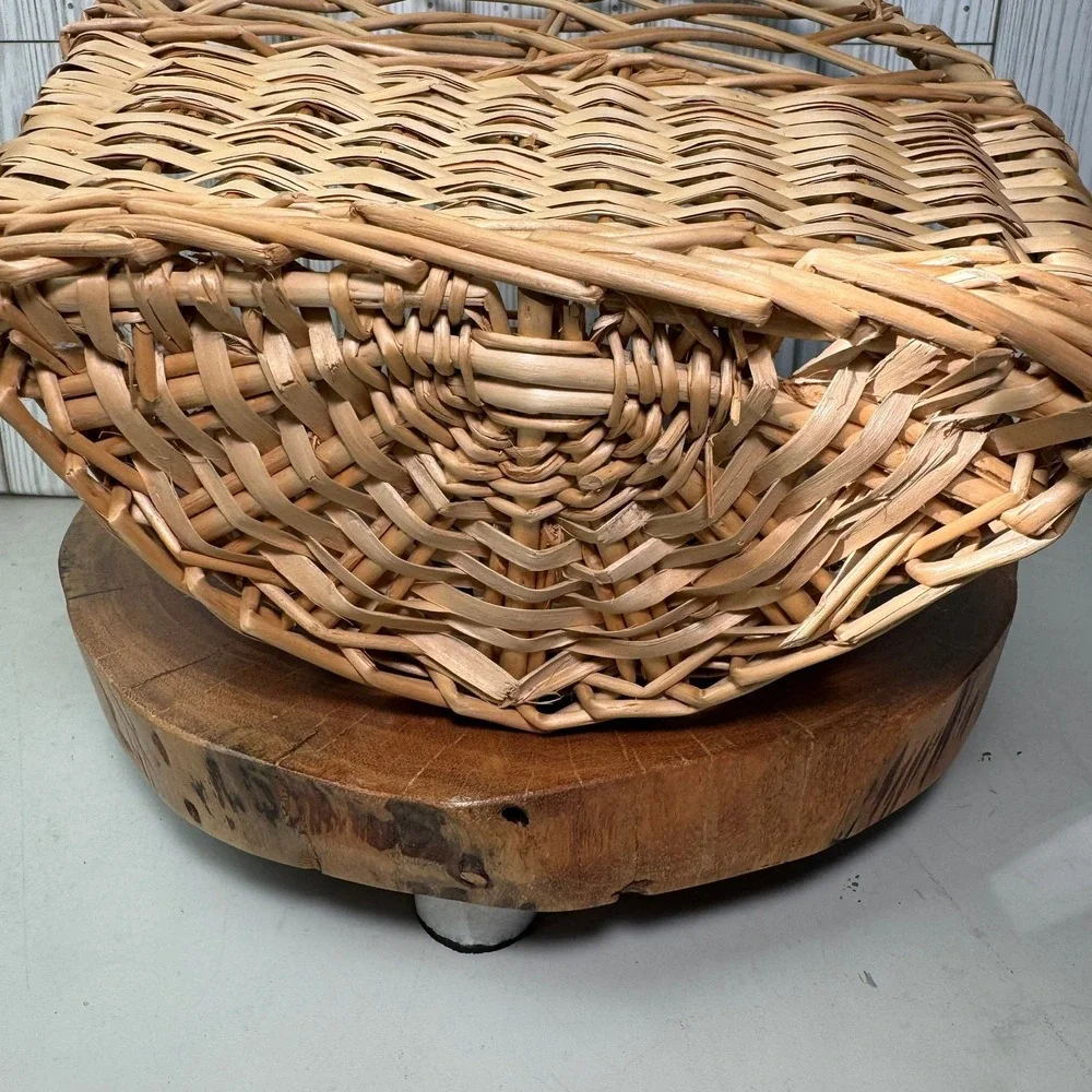 Vintage Boho Wicker Wall Hanging Basket Natural Rattan Pocket Planter Storage